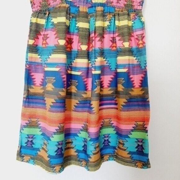 BILLABONG | Neon Southwestern Aztec Tribal Geo Print Tank Top Dress Sz M - Picture 8 of 11